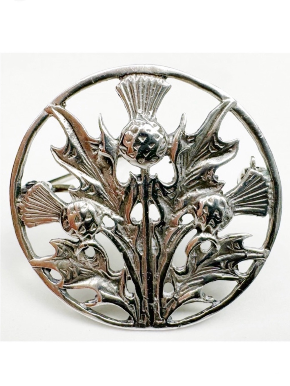 Hallmarked Sterling Silver Thistle Brooch